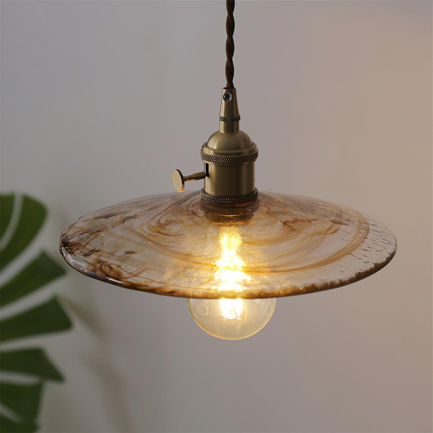 Modern Perrin Mid Century Glass Pendant Light with Brass Accents for Kitchen and Dining Areas