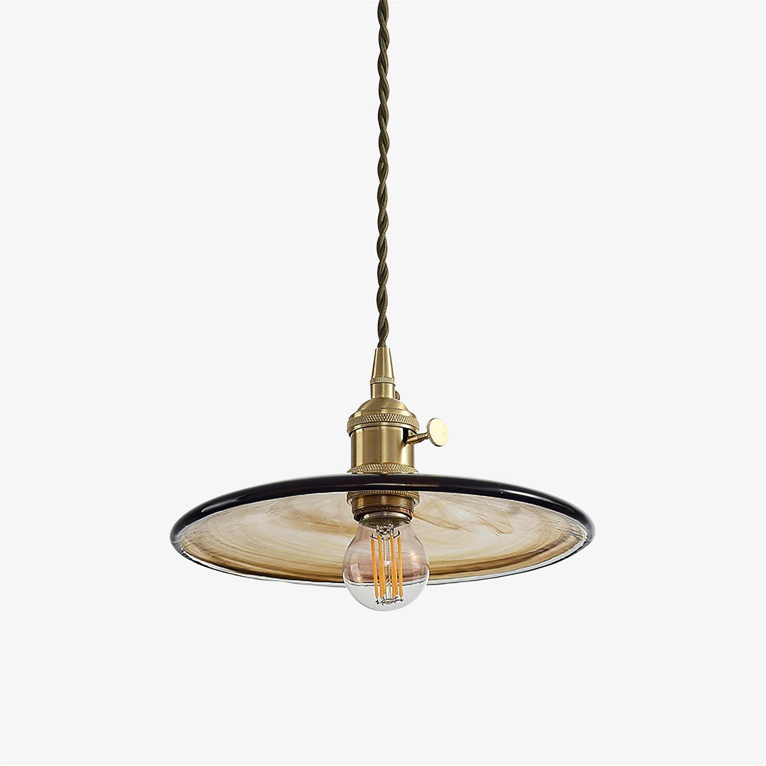 Modern Perrin Mid Century Glass Pendant Light with Brass Accents for Kitchen and Dining Areas