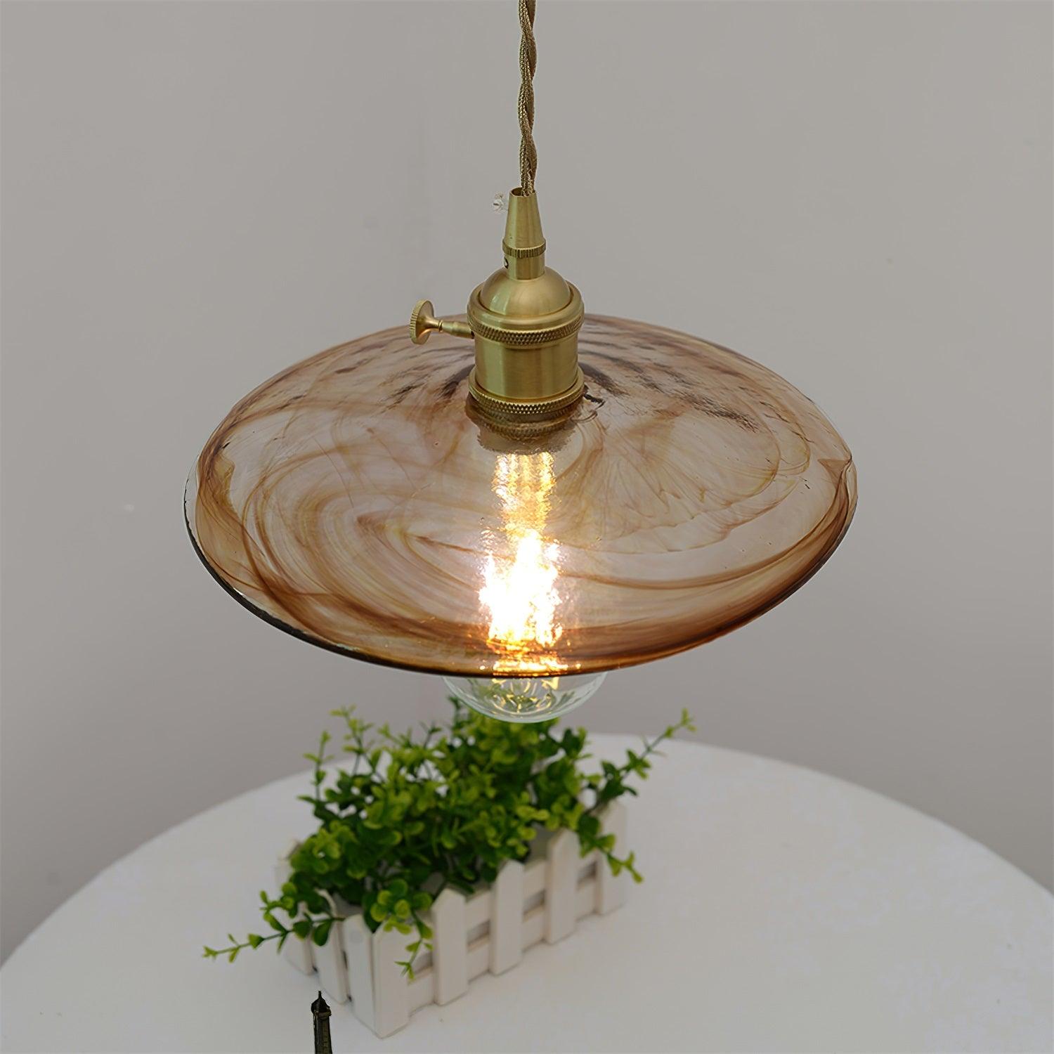 Modern Perrin Mid Century Glass Pendant Light with Brass Accents for Kitchen and Dining Areas