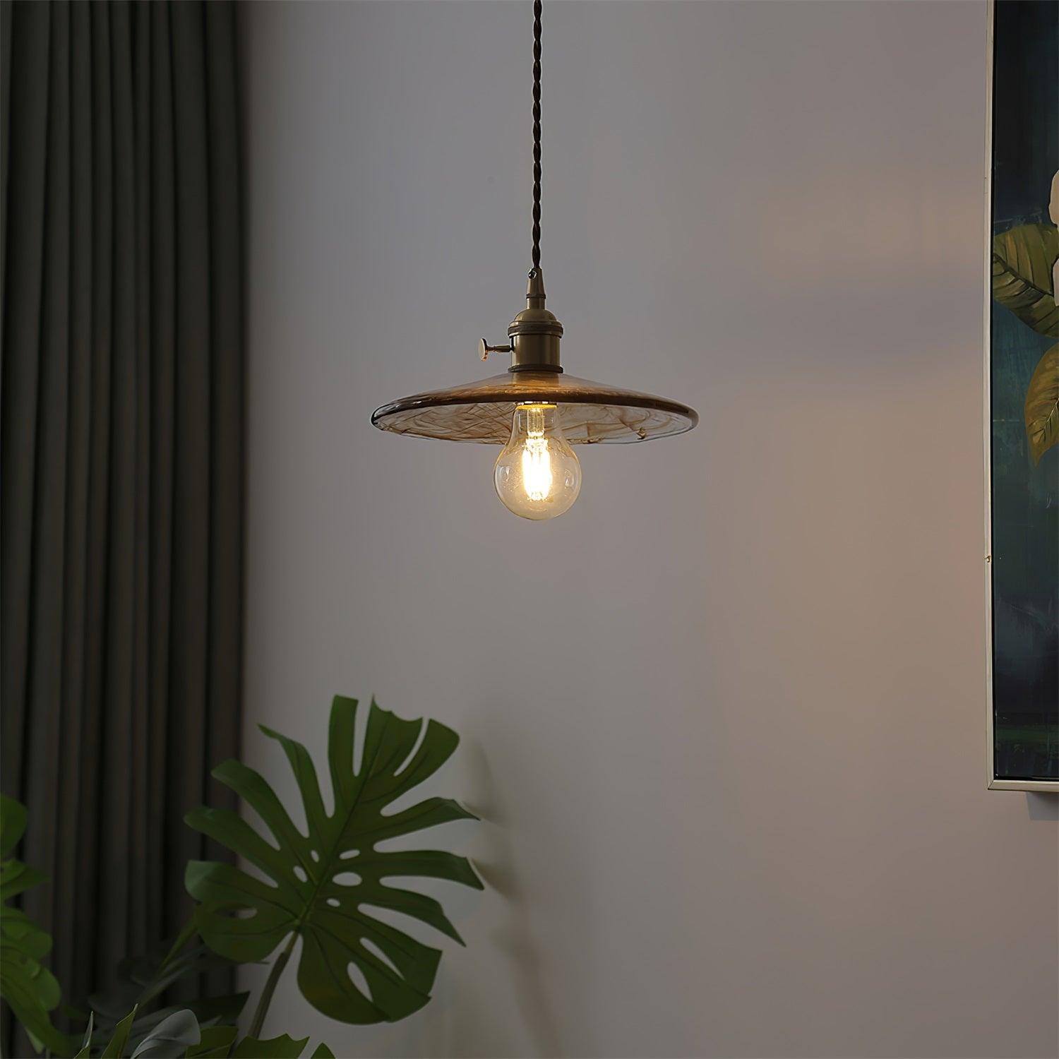 Modern Perrin Mid Century Glass Pendant Light with Brass Accents for Kitchen and Dining Areas