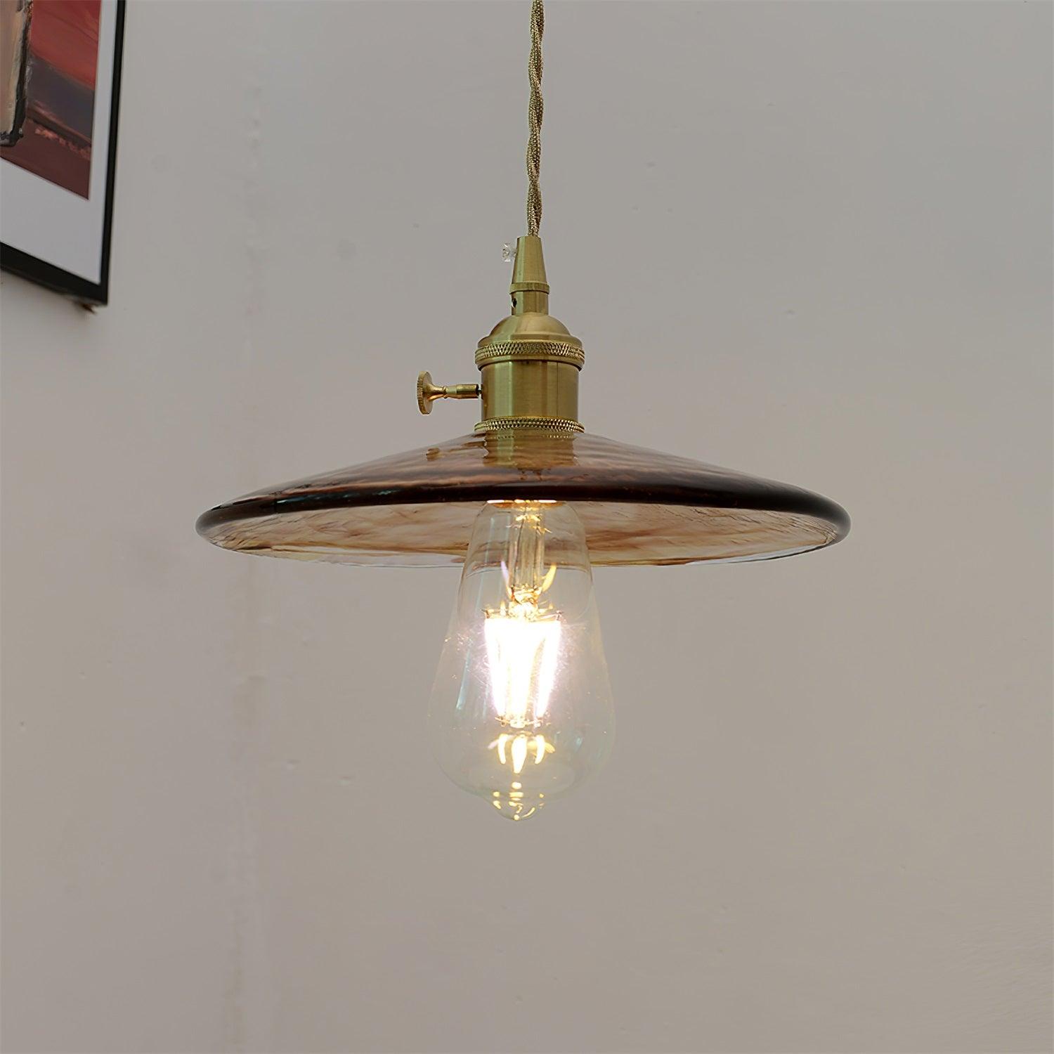 Modern Perrin Mid Century Glass Pendant Light with Brass Accents for Kitchen and Dining Areas
