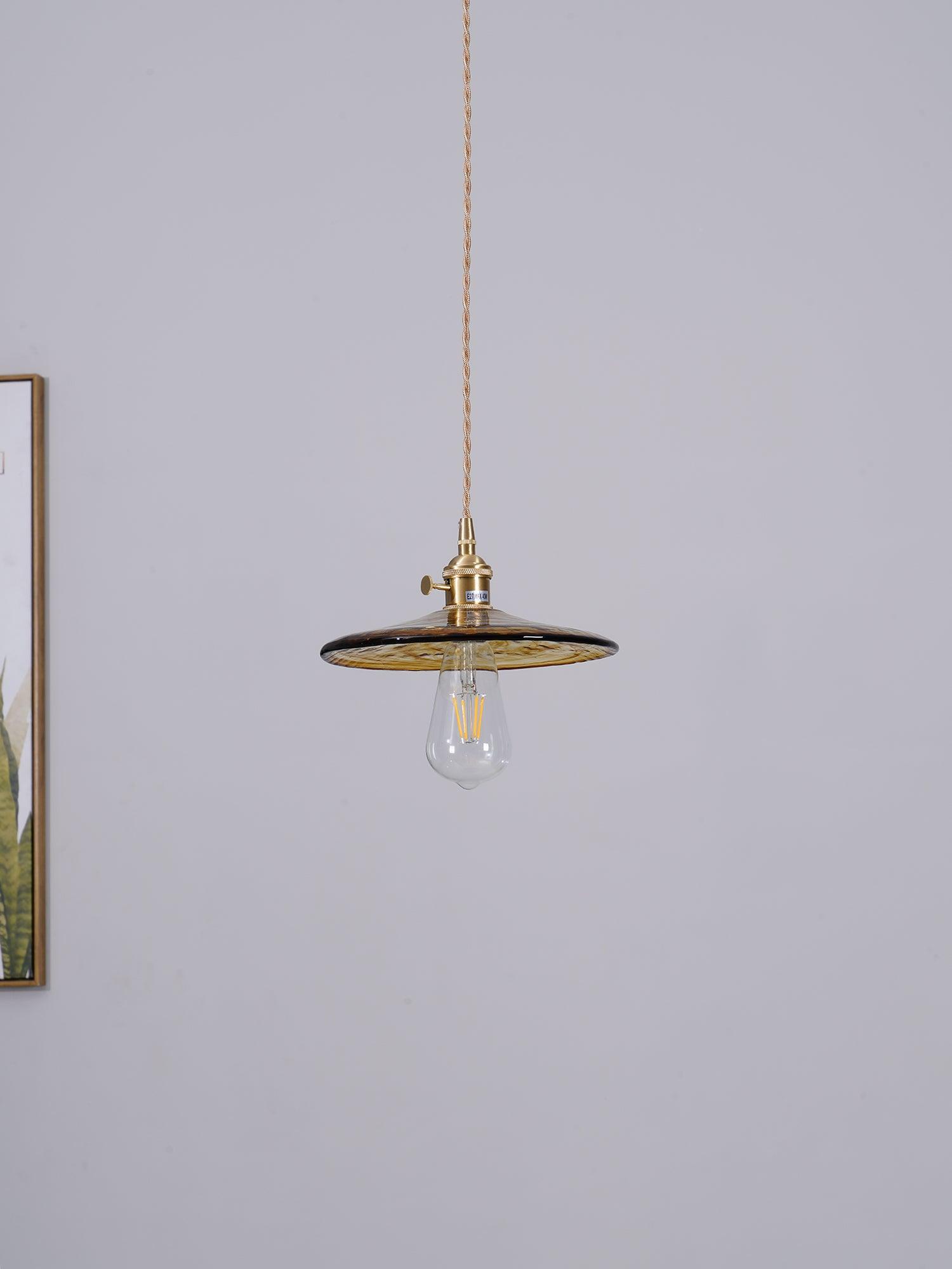 Modern Perrin Mid Century Glass Pendant Light with Brass Accents for Kitchen and Dining Areas