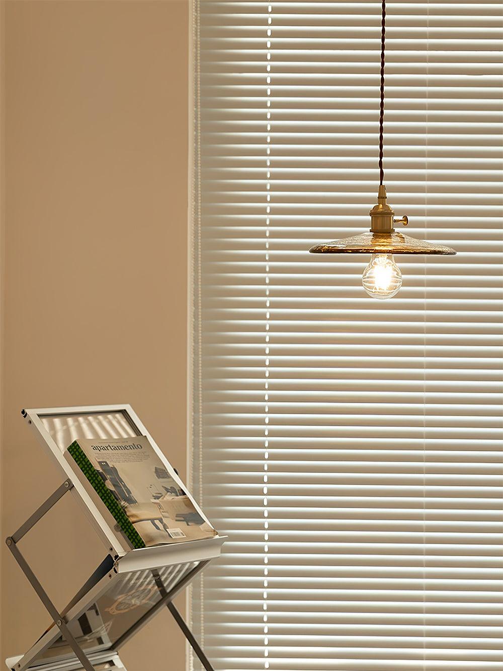 Modern Perrin Mid Century Glass Pendant Light with Brass Accents for Kitchen and Dining Areas