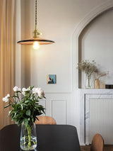 Modern Perrin Mid Century Glass Pendant Light with Brass Accents for Kitchen and Dining Areas