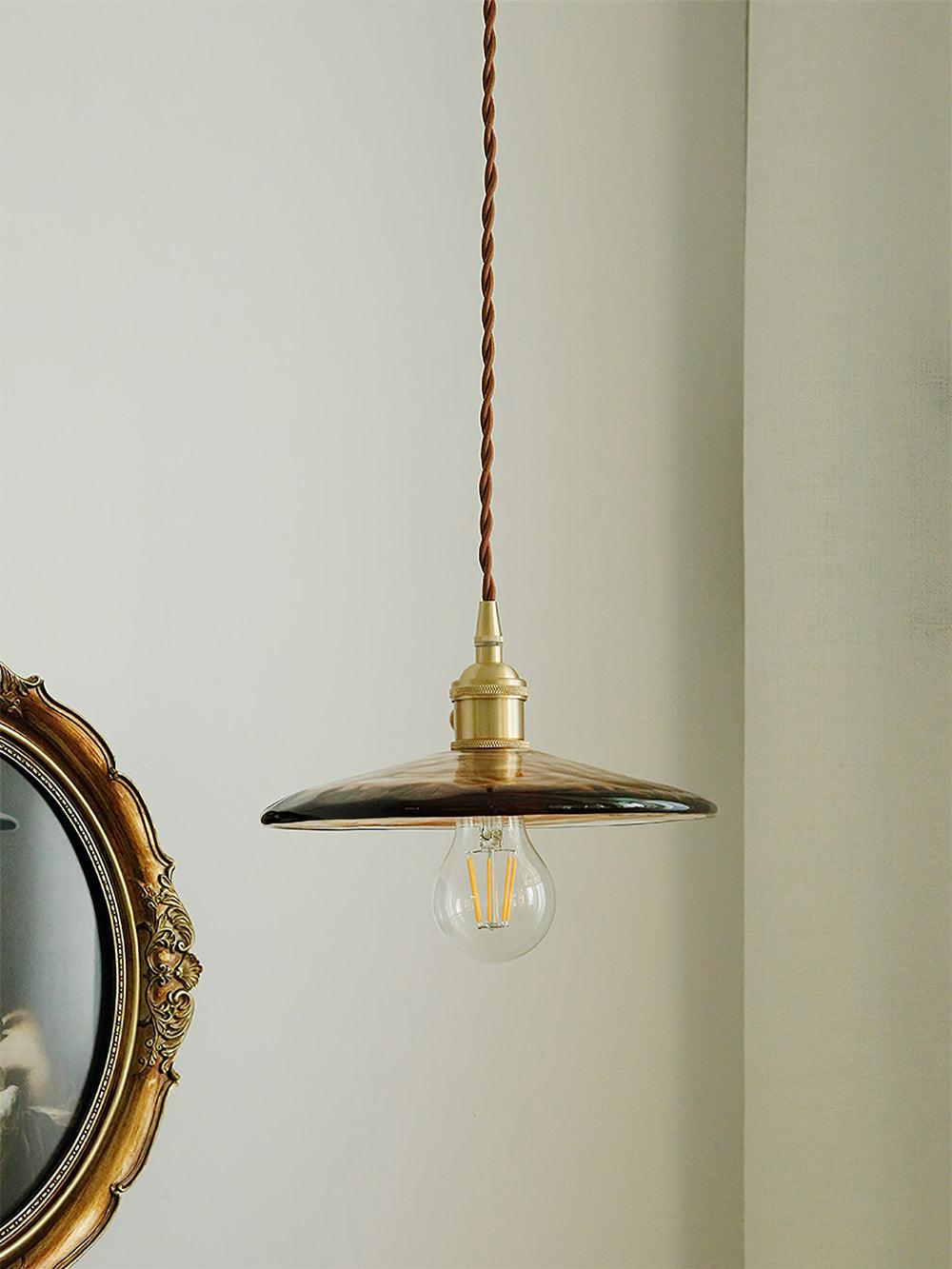 Modern Perrin Mid Century Glass Pendant Light with Brass Accents for Kitchen and Dining Areas