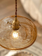 Modern Perrin Mid Century Glass Pendant Light with Brass Accents for Kitchen and Dining Areas