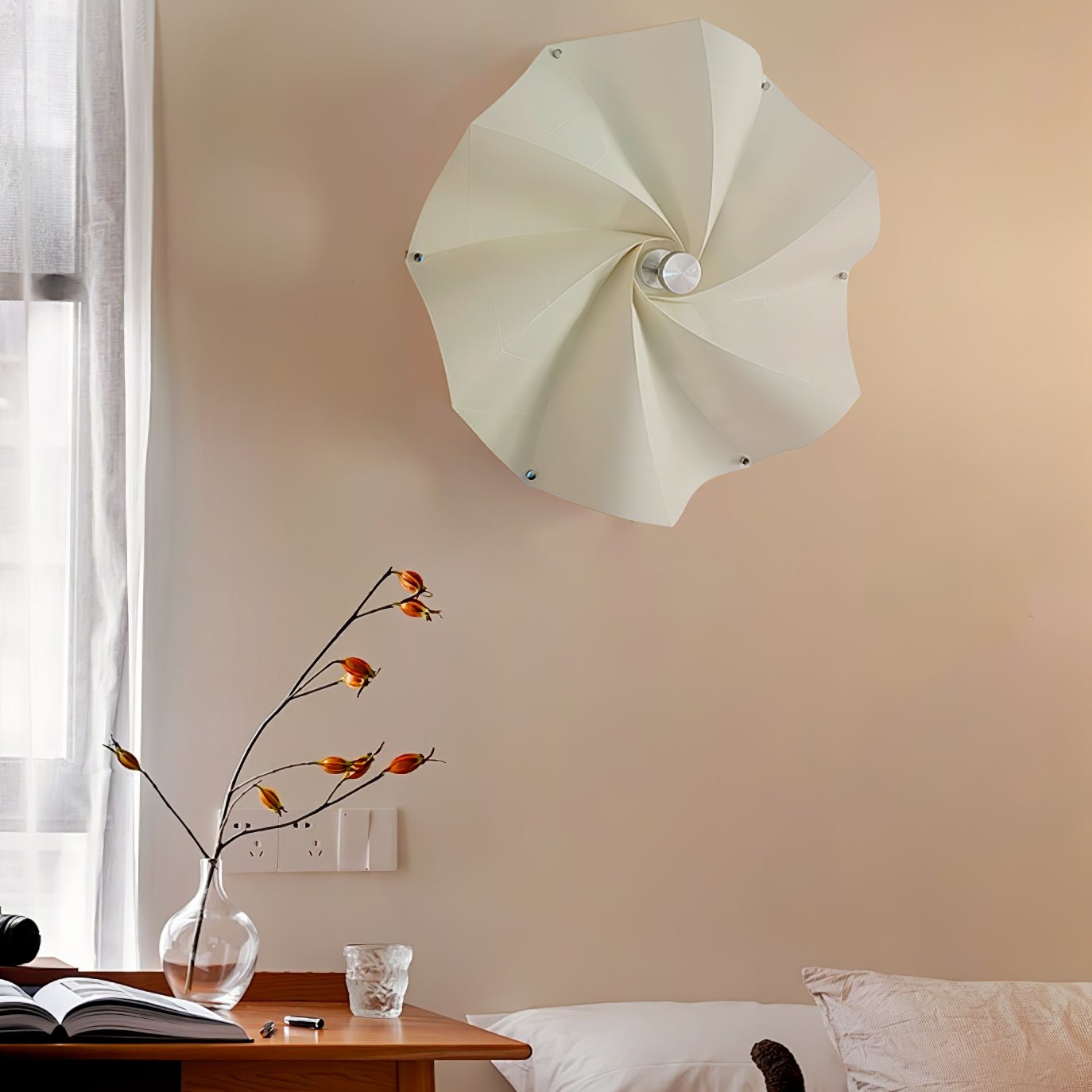 Modern Petal Shaped Fabric Wall Sconce Set Adjustable LED Indoor Wall Light