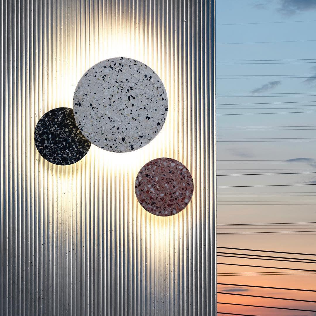 Modern PIN Terrazzo Round Wall Sconce Integrated LED Interior Lighting in Concrete and Stone