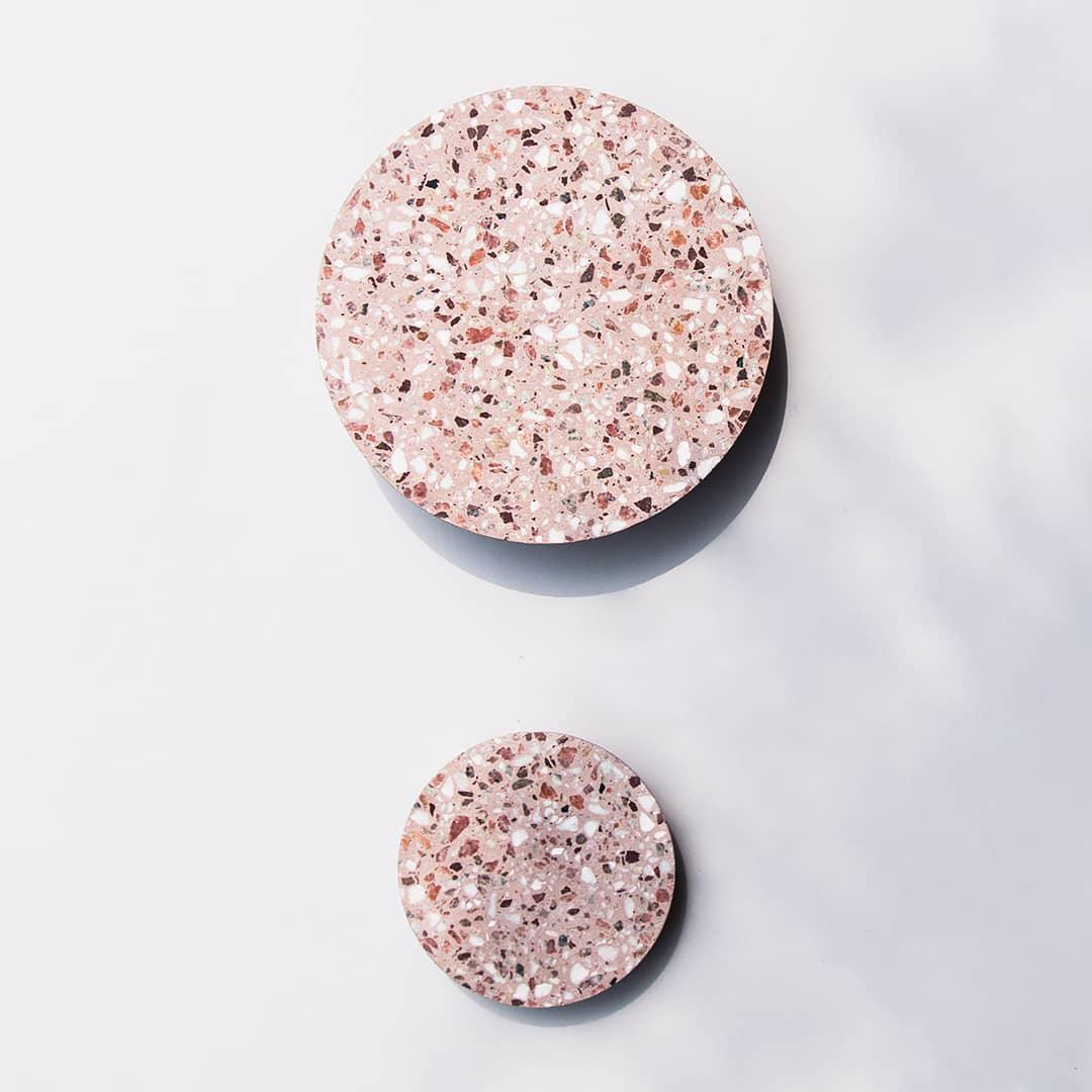 Modern PIN Terrazzo Round Wall Sconce Integrated LED Interior Lighting in Concrete and Stone