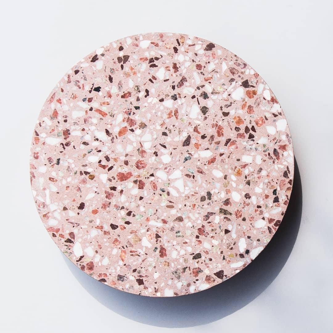 Modern PIN Terrazzo Round Wall Sconce Integrated LED Interior Lighting in Concrete and Stone