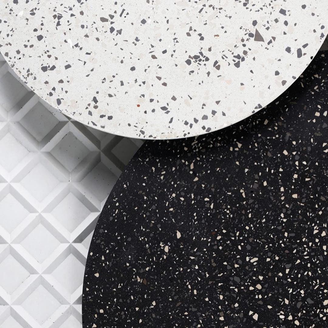 Modern PIN Terrazzo Round Wall Sconce Integrated LED Interior Lighting in Concrete and Stone