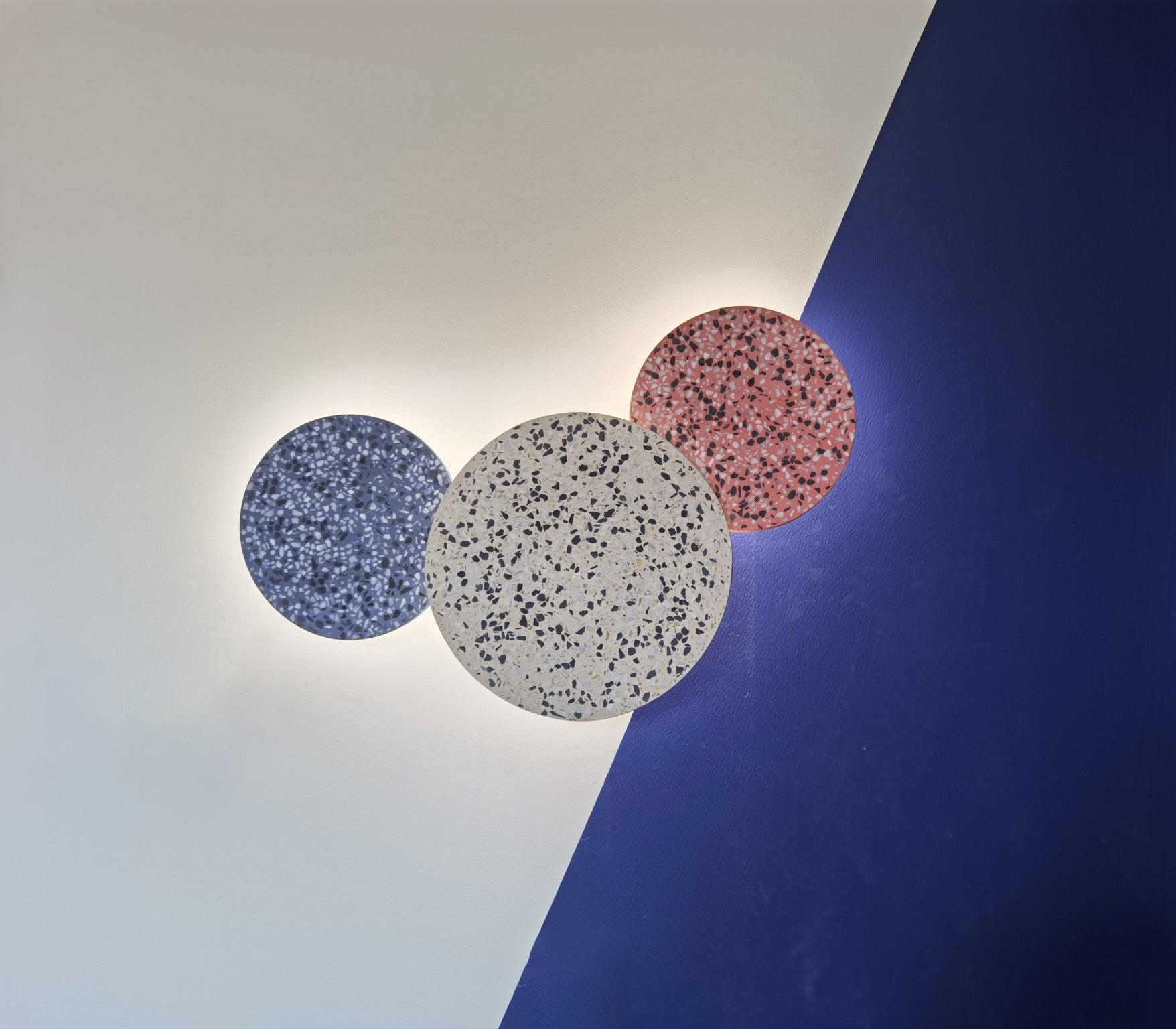 Modern PIN Terrazzo Round Wall Sconce Integrated LED Interior Lighting in Concrete and Stone