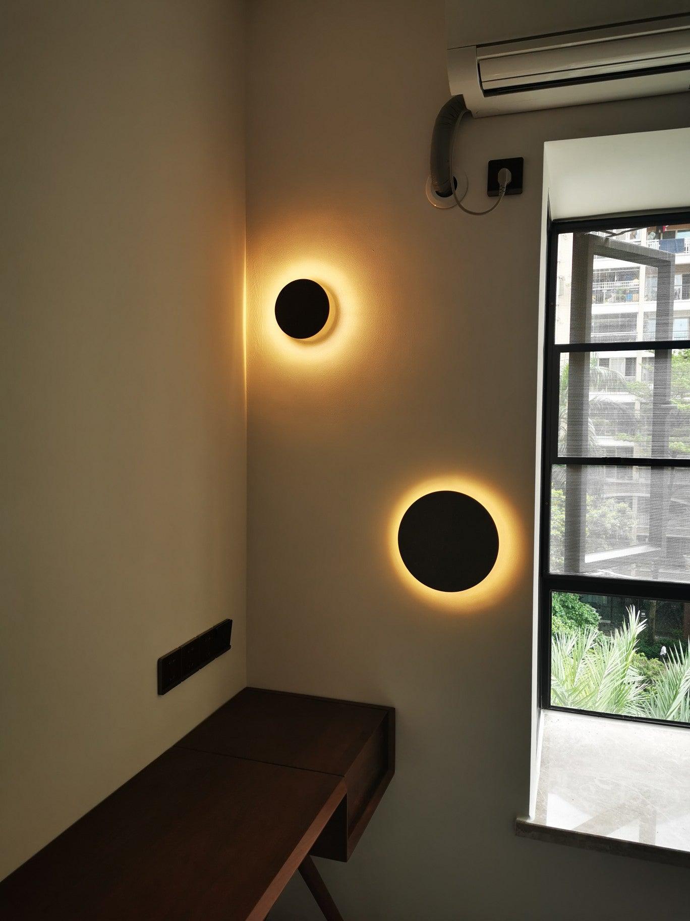 Modern PIN Terrazzo Round Wall Sconce Integrated LED Interior Lighting in Concrete and Stone