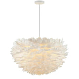 Modern Pink Feather Chandelier Elegant Metal Pendant Light for Living Room and Bedroom