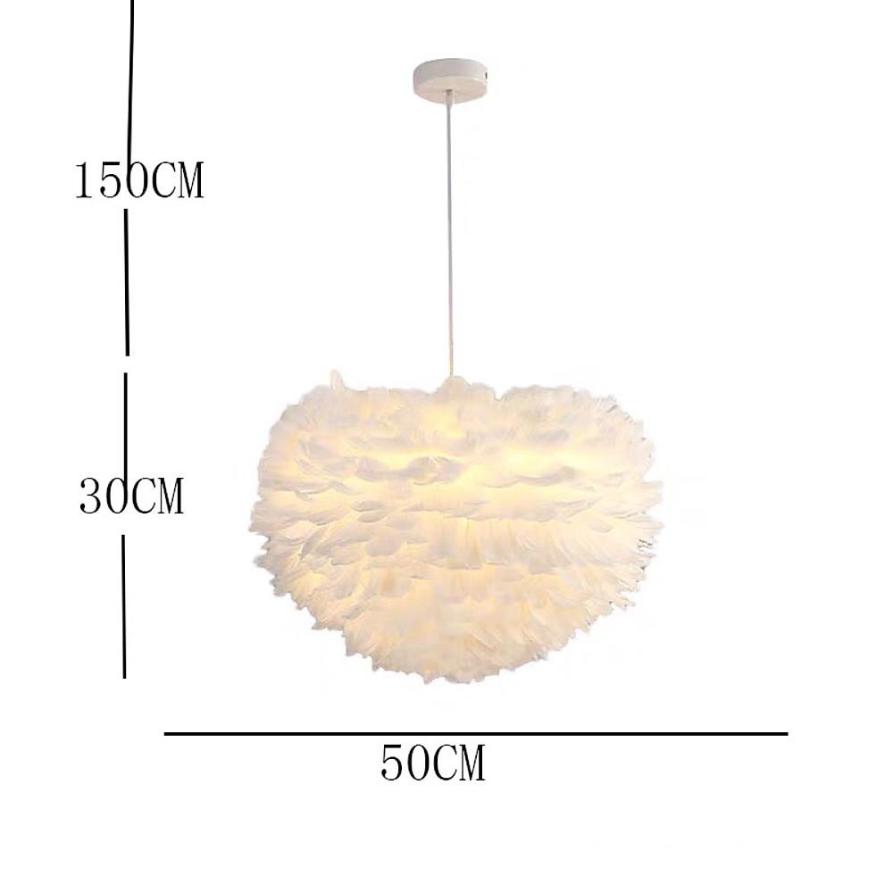 Modern Pink Feather Chandelier Elegant Metal Pendant Light for Living Room and Bedroom