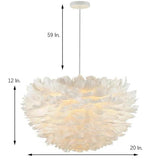 Modern Pink Feather Chandelier Elegant Metal Pendant Light for Living Room and Bedroom