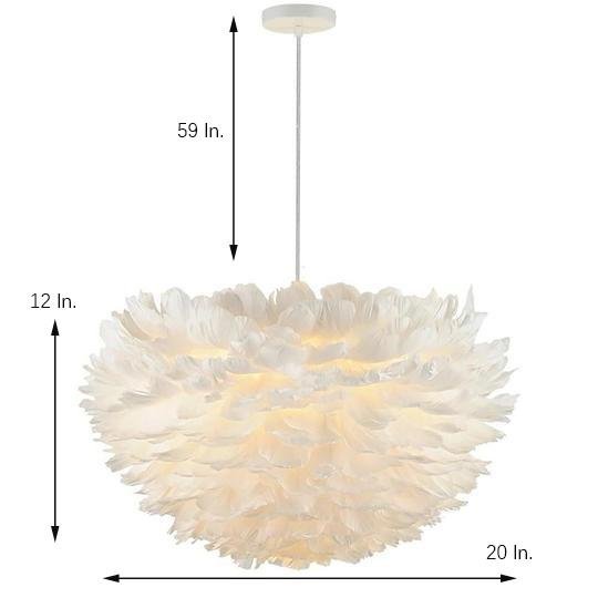 Modern Pink Feather Chandelier Elegant Metal Pendant Light for Living Room and Bedroom