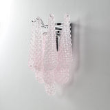 Modern Pink Waffle Pattern Glass Wall Sconce with Chrome Metal Finish Interior Lighting