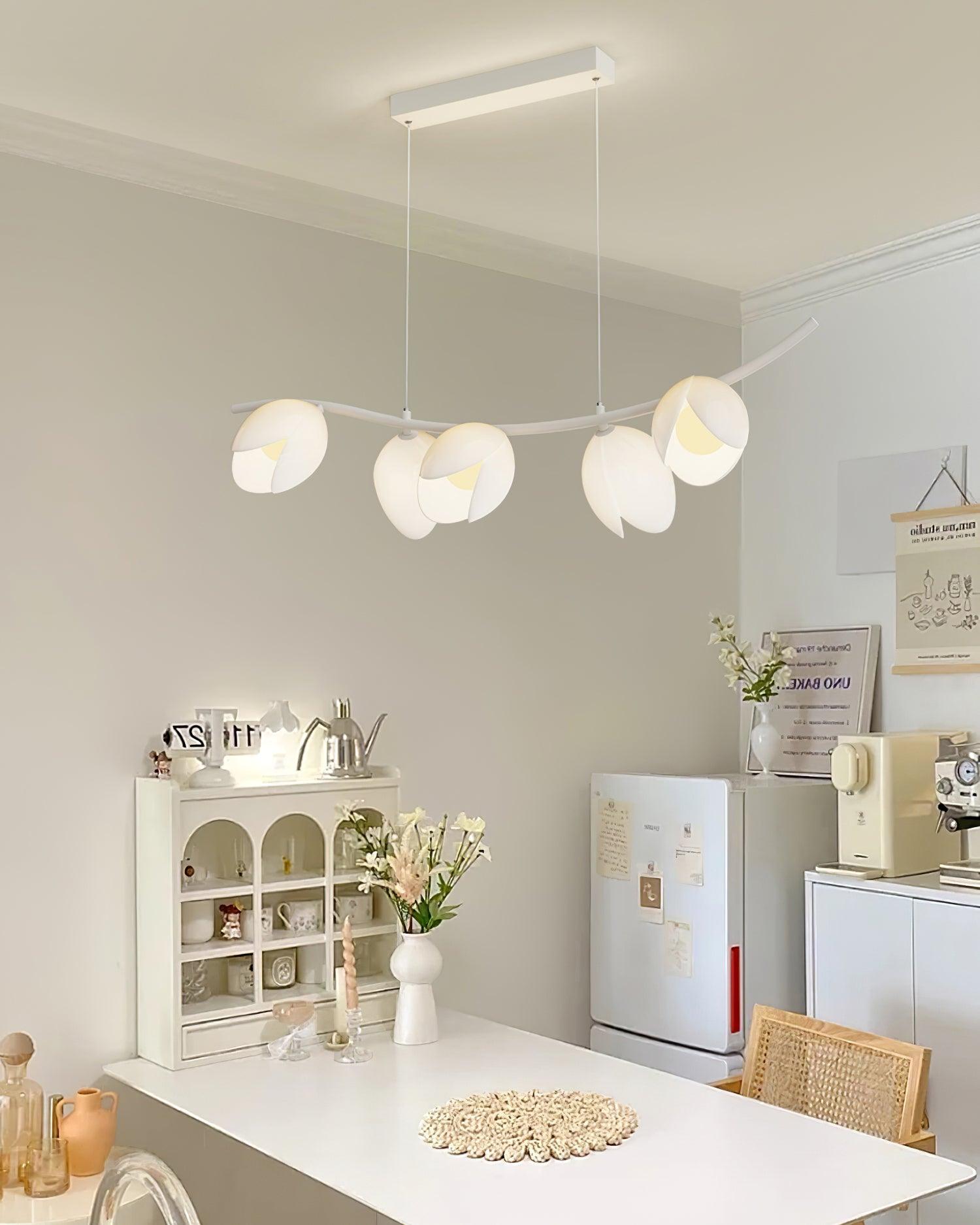 Modern Pistachio Linear Pendant Light LED Drop Hanging Lamp for Kitchen Island