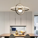 Modern Planet Circular Ring LED Chandelier with 3 Step Dimming for Dining Room