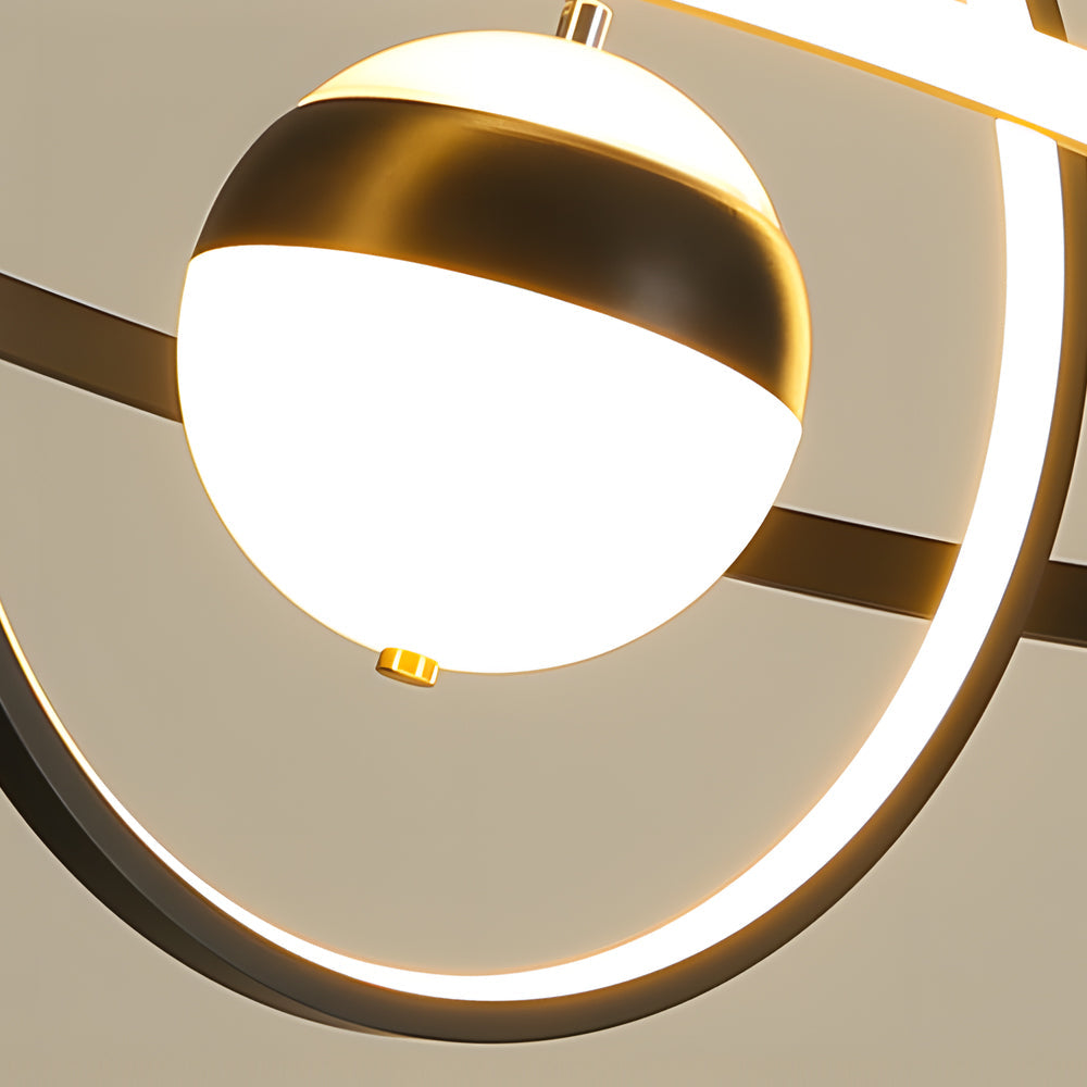 Modern Planet Circular Ring LED Chandelier with 3 Step Dimming for Dining Room