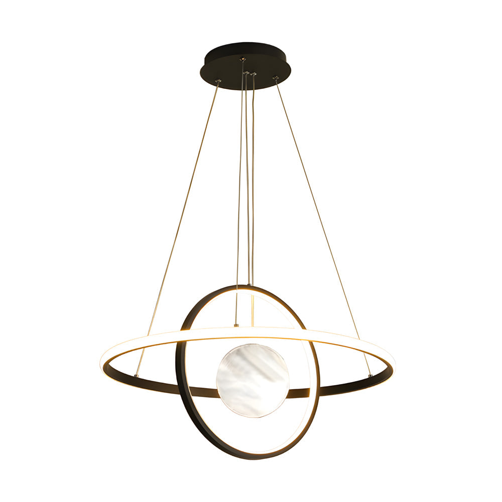 Modern Planet Circular Ring LED Chandelier with 3 Step Dimming for Dining Room