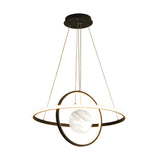 Modern Planet Circular Ring LED Chandelier with 3 Step Dimming for Dining Room