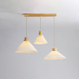 Modern Pleated Fabric and Wood Pendant Light for Living Room and Bedroom