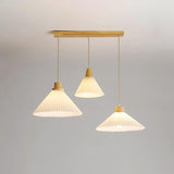 Modern Pleated Fabric and Wood Pendant Light for Living Room and Bedroom