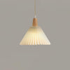 Modern Pleated Fabric and Wood Pendant Light for Living Room and Bedroom