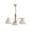 Modern Pleated Fabric Chandelier with Walnut Wood and Brass Accents for Contemporary Interiors