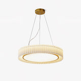 Modern Pleated Fabric Pendant Lamp Round Hanging Light for Interior Spaces