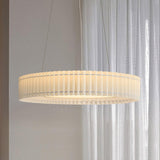 Modern Pleated Fabric Pendant Lamp Round Hanging Light for Interior Spaces