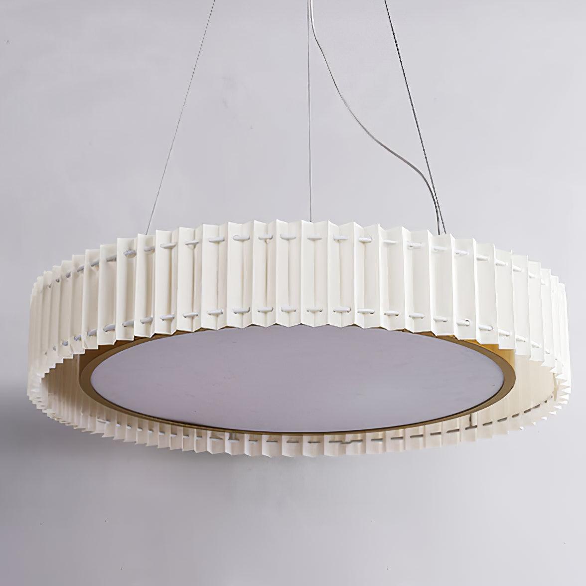 Modern Pleated Fabric Pendant Lamp Round Hanging Light for Interior Spaces