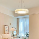 Modern Pleated Fabric Pendant Lamp Round Hanging Light for Interior Spaces