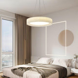 Modern Pleated Fabric Pendant Lamp Round Hanging Light for Interior Spaces