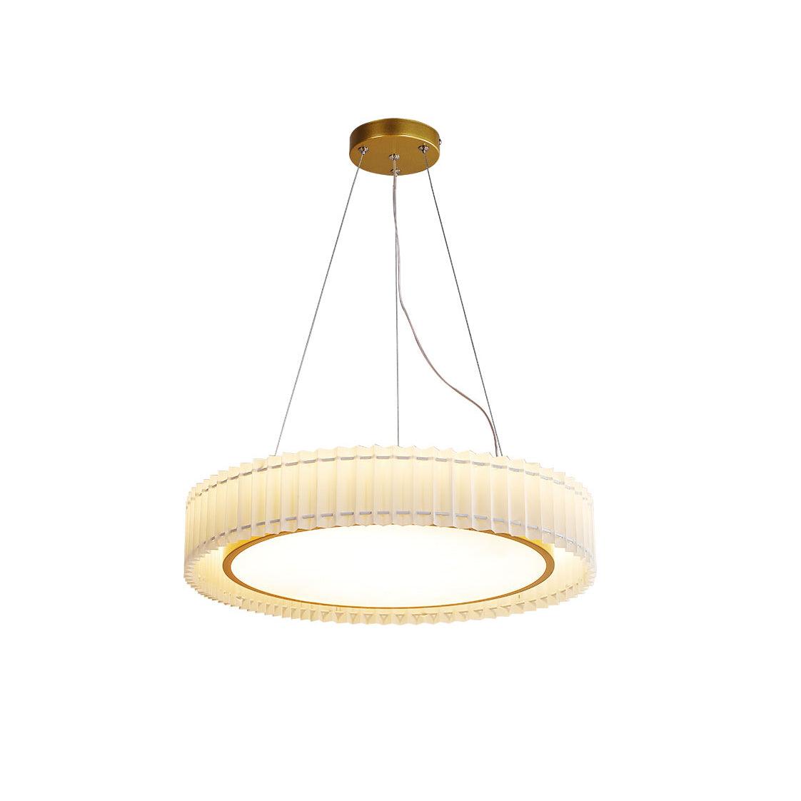 Modern Pleated Fabric Pendant Lamp Round Hanging Light for Interior Spaces