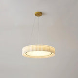 Modern Pleated Fabric Pendant Lamp Round Hanging Light for Interior Spaces
