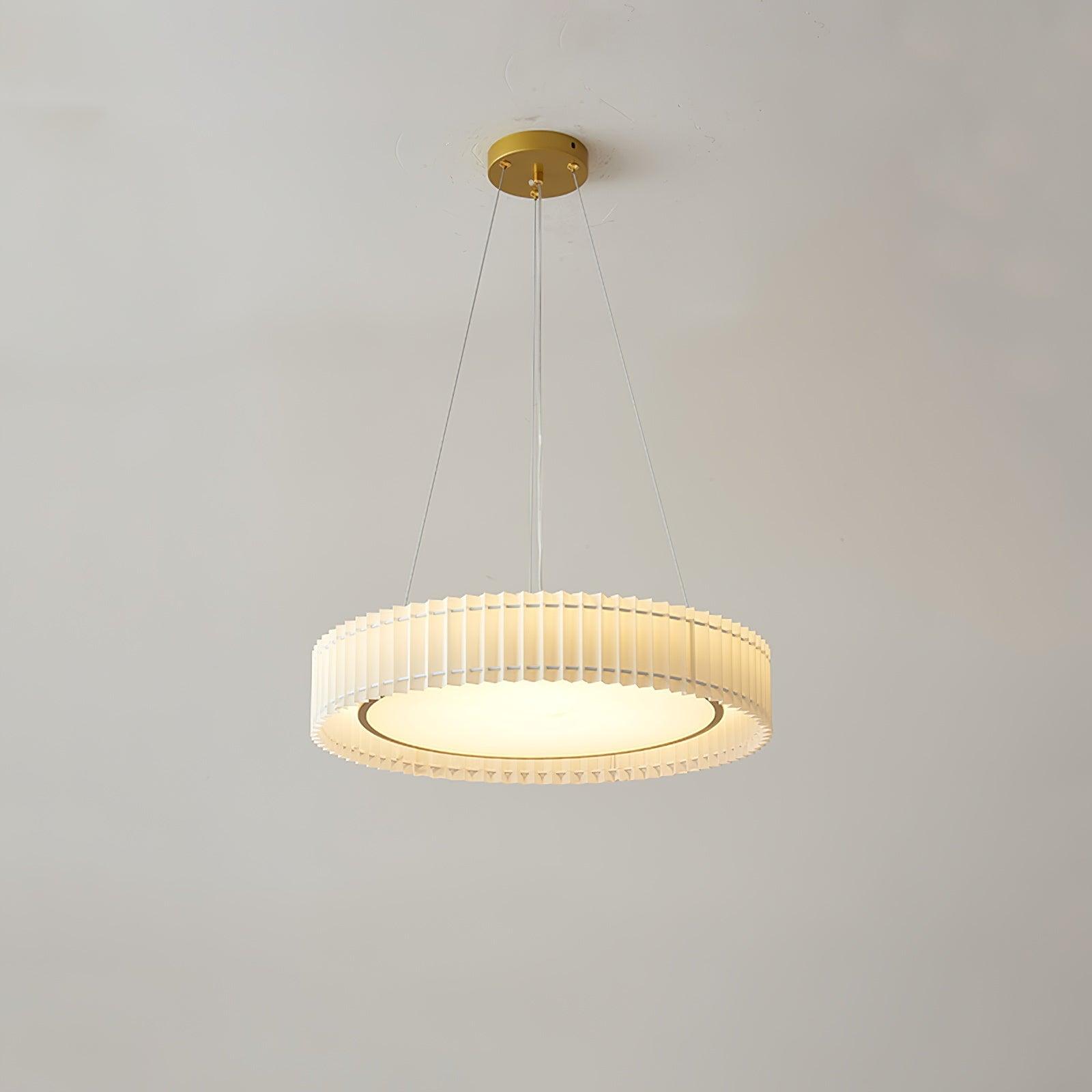 Modern Pleated Fabric Pendant Lamp Round Hanging Light for Interior Spaces