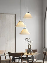 Modern Pleated Fabric Skirt Pendant Light with Beige Shade and Black Metal Frame