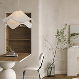Modern Pleated White Fabric Pendant Light Botanical Layered Hanging Fixture with Gold Hardware