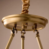 Modern Polished Brass Crown Chandelier with Natural Linen Shades for Living Room