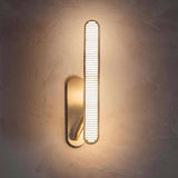 Modern Polished Brass Slotted Grill Wall Sconce with Opal Diffuser and Integrated LED