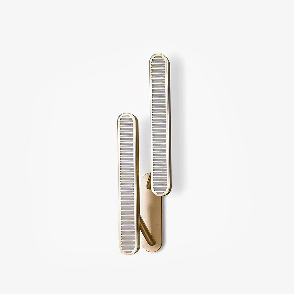 Modern Polished Brass Slotted Grill Wall Sconce with Opal Diffuser and Integrated LED