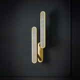 Modern Polished Brass Slotted Grill Wall Sconce with Opal Diffuser and Integrated LED