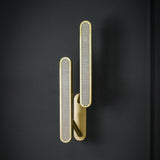 Modern Polished Brass Slotted Grill Wall Sconce with Opal Diffuser and Integrated LED