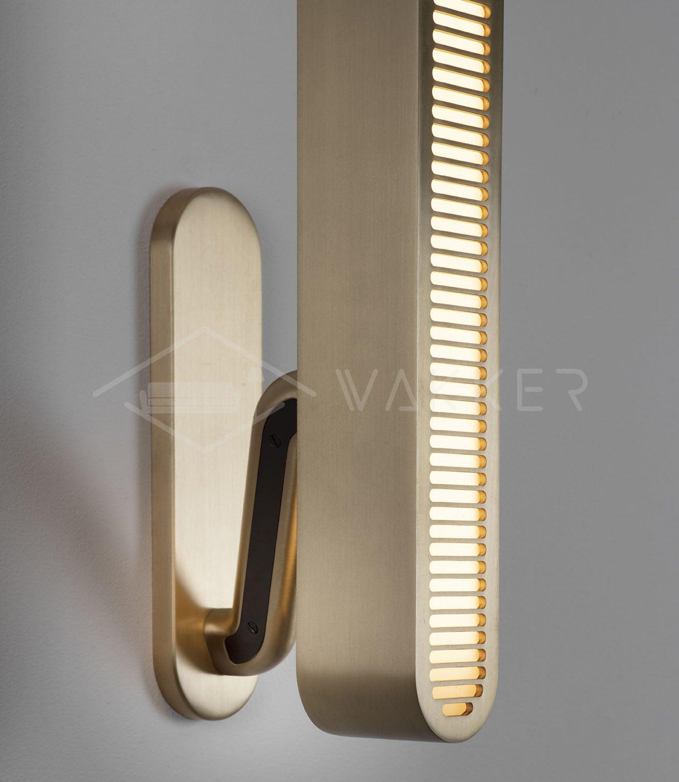 Modern Polished Brass Slotted Grill Wall Sconce with Opal Diffuser and Integrated LED