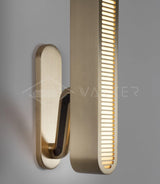 Modern Polished Brass Slotted Grill Wall Sconce with Opal Diffuser and Integrated LED