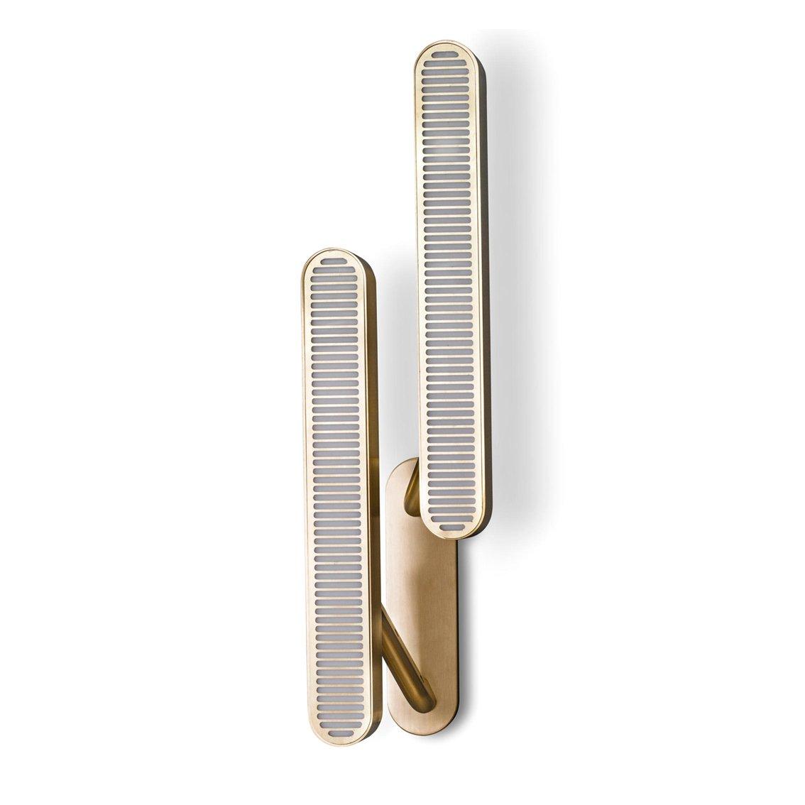 Modern Polished Brass Slotted Grill Wall Sconce with Opal Diffuser and Integrated LED