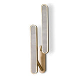 Modern Polished Brass Slotted Grill Wall Sconce with Opal Diffuser and Integrated LED